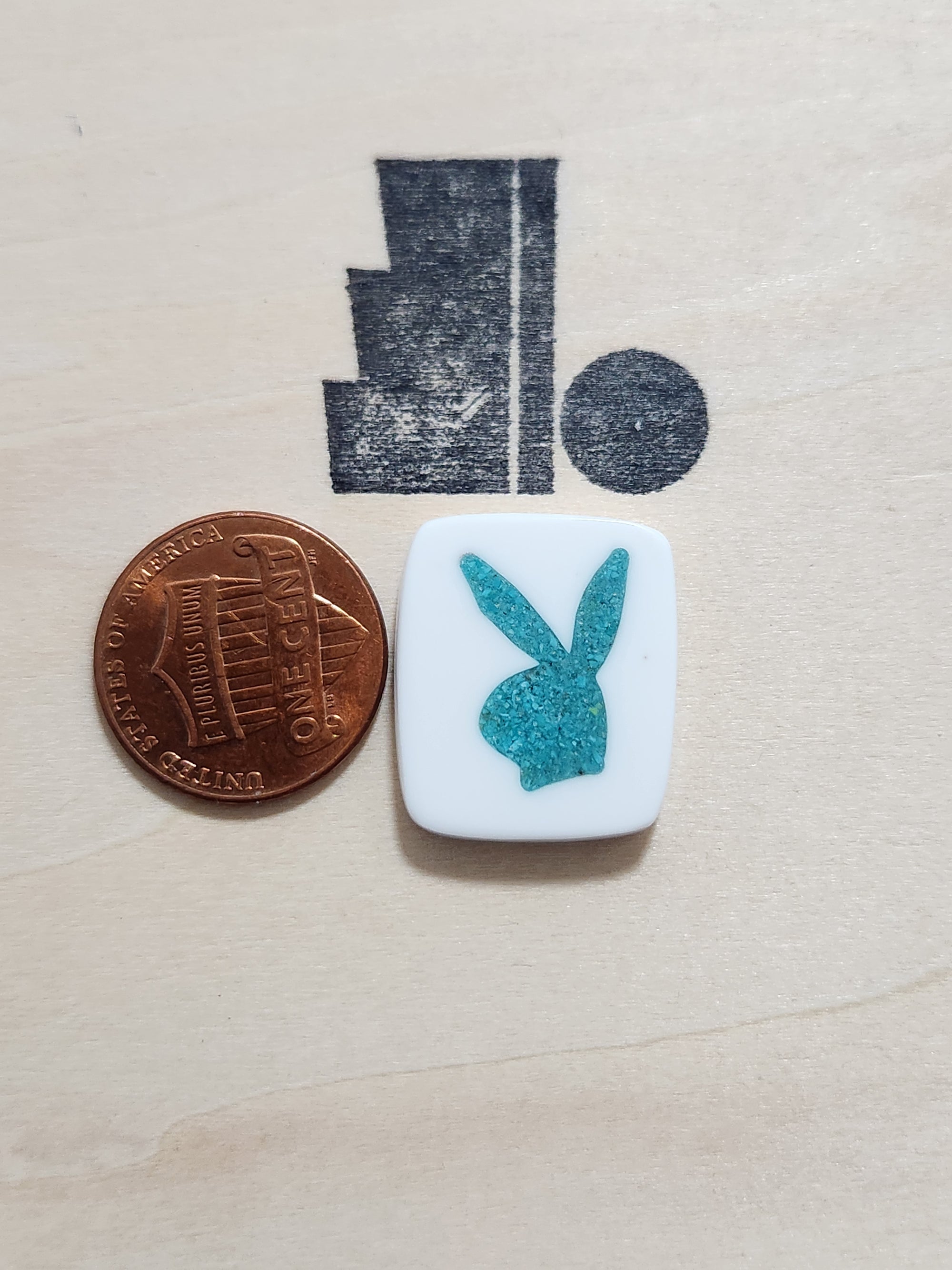 White with turquoise bunny