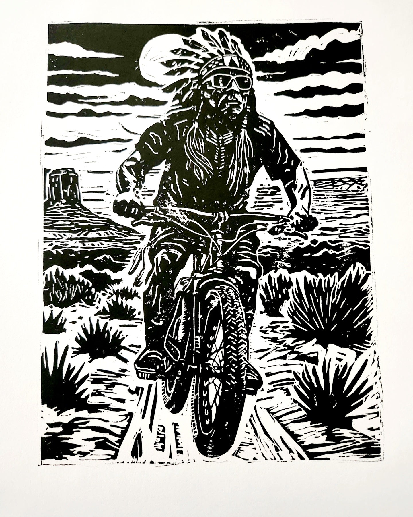 Cruisin Linocut Print - Indigenized